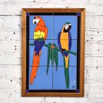 Catalina California Taylor or Mission Arts & Crafts Style Majolica Parrot Ceramic Tile Plaque by Palisades Picture Tile