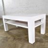 Mid-Century Modern Two-Tiered White Laminate Parson’s Style Coffee or End Table