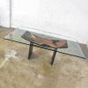 Italian Postmodern Dining Table by Pietro Costantini Black Lacquer & Geometric Inlay w/ Glass Top