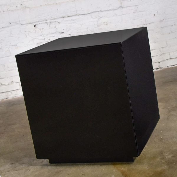 Mid-Century Modern Black Painted Cube Cabinet End or Side Table