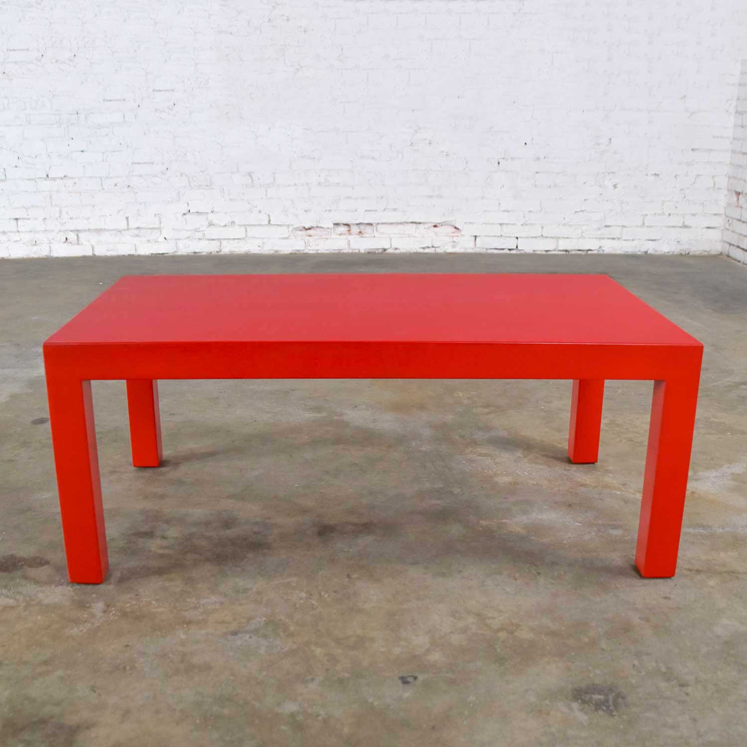 MCM Chinese Red Painted Rectangle Parsons Coffee Table