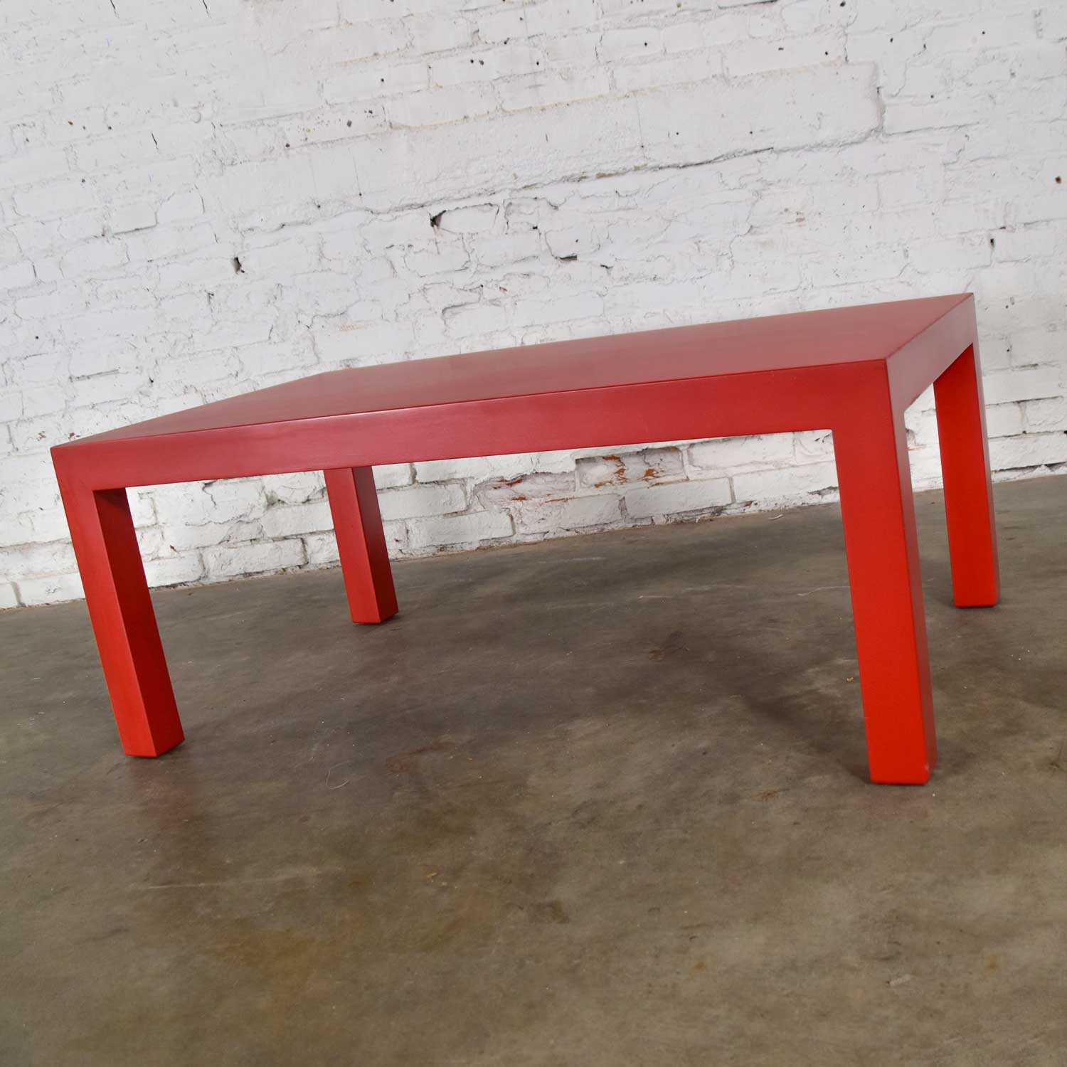 MCM Chinese Red Painted Rectangle Parsons Coffee Table