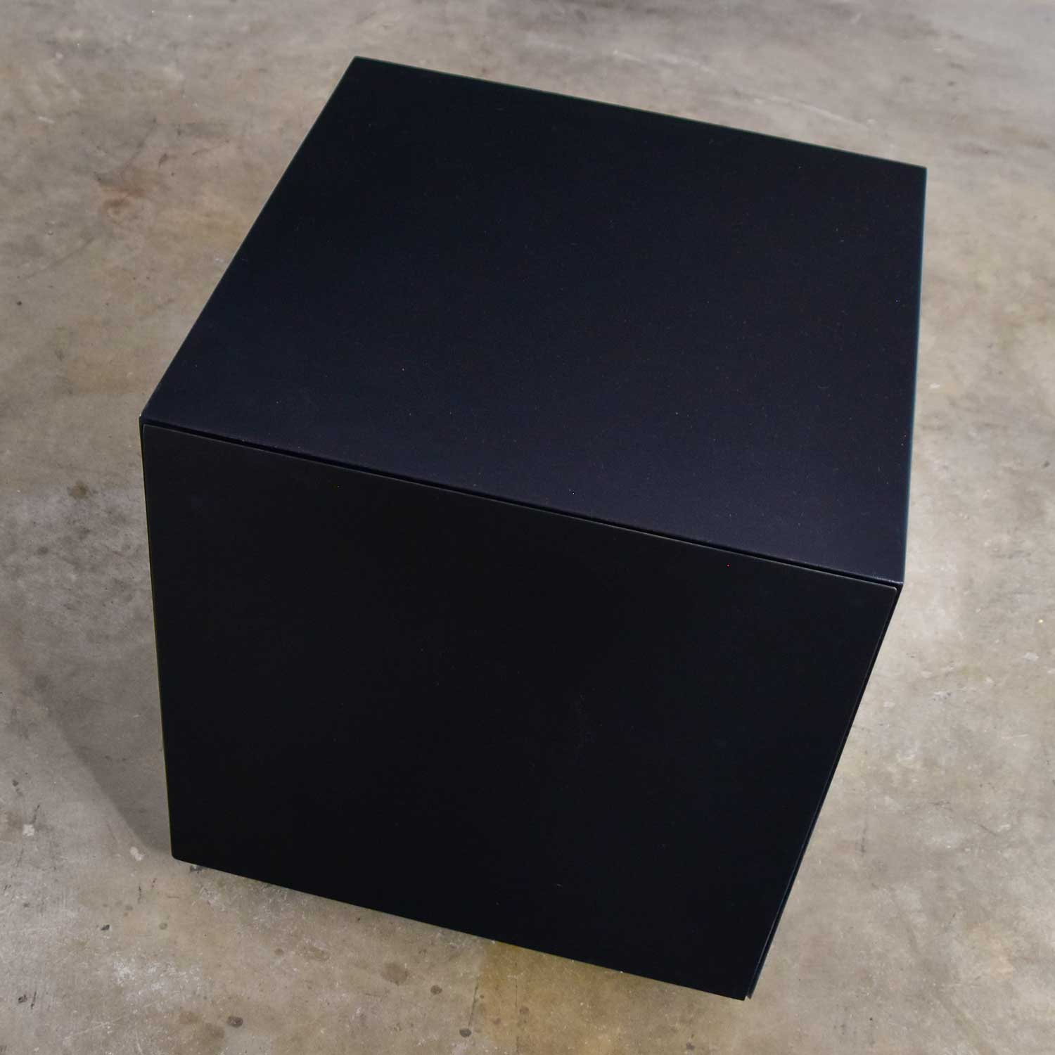 Mid-Century Modern Black Painted Cube Cabinet End or Side Table