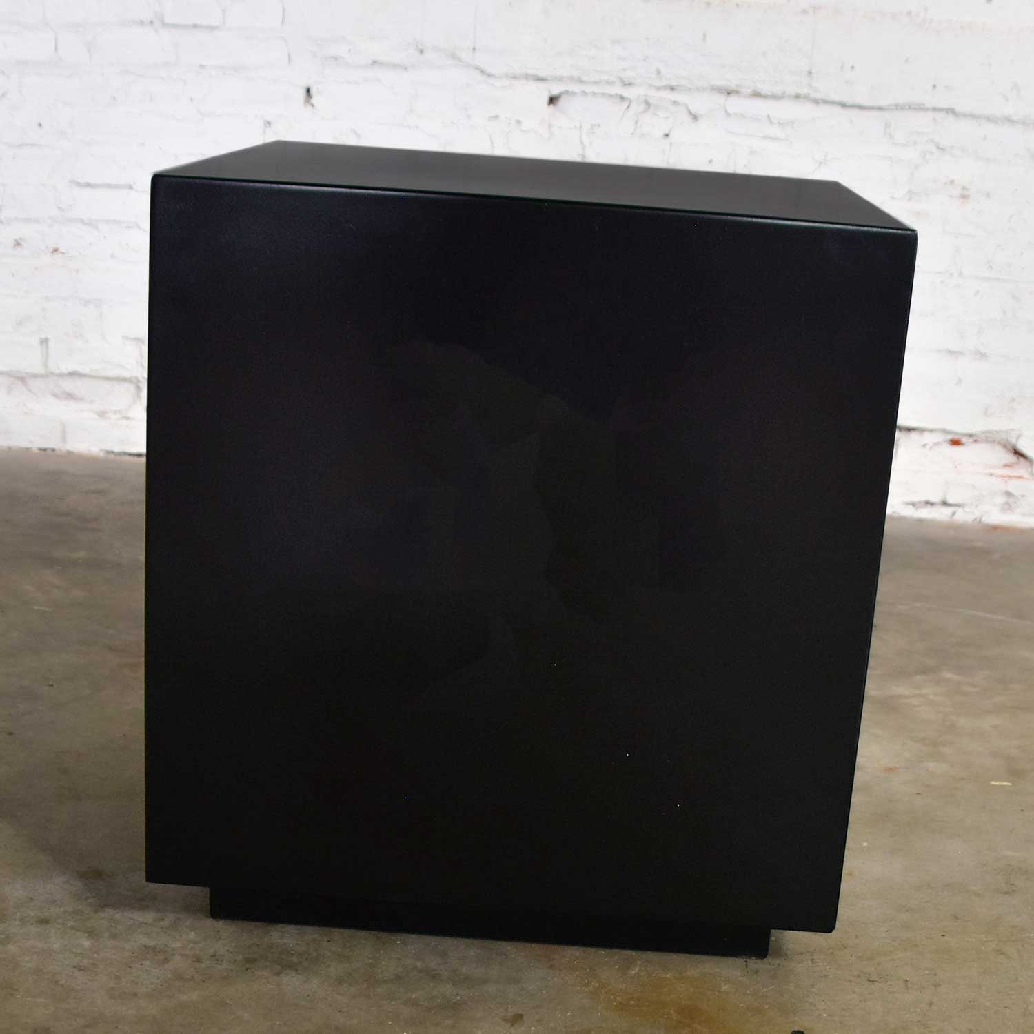 Mid-Century Modern Black Painted Cube Cabinet End or Side Table