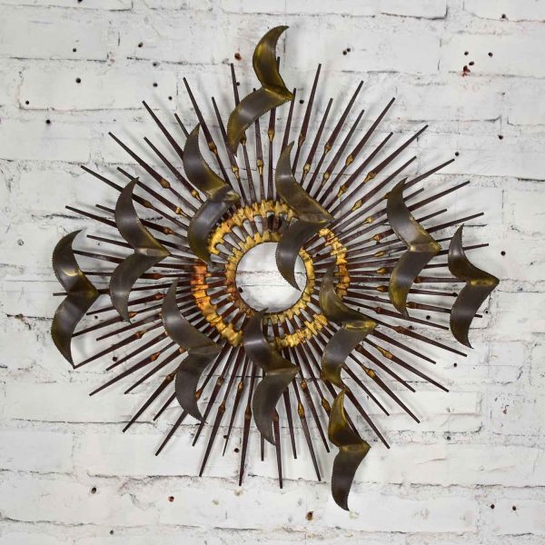 Torch Cut Brass Birds on Starburst Nail Wall Art Style Silas Seandel or William Bowie