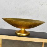 Monumental Four Foot Diameter Vintage Fiberglass Gold Leaf Footed Bowl Store Display