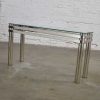 Modern Chrome Rectangle Console Sofa Table with Glass Top Style of Pace or Karl Springer