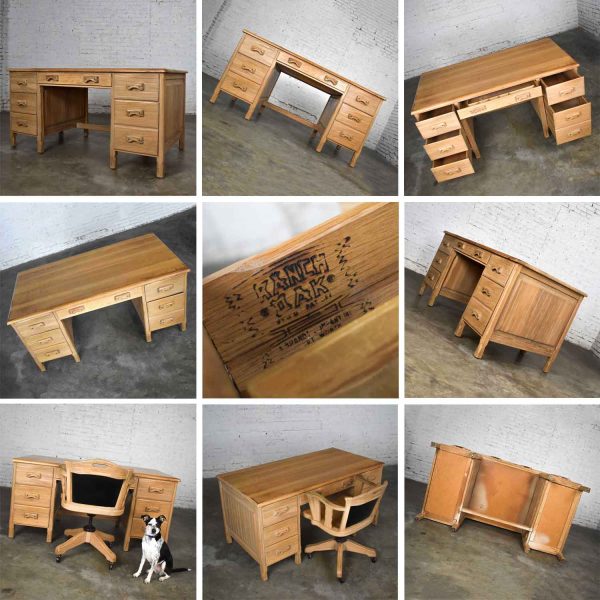 Vintage Ranch Oak Desk with Honey Oak Finish by A. Brandt Company