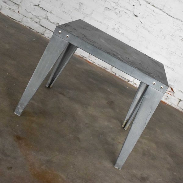 Vintage Patinated Galvanized Industrial Side or End Table