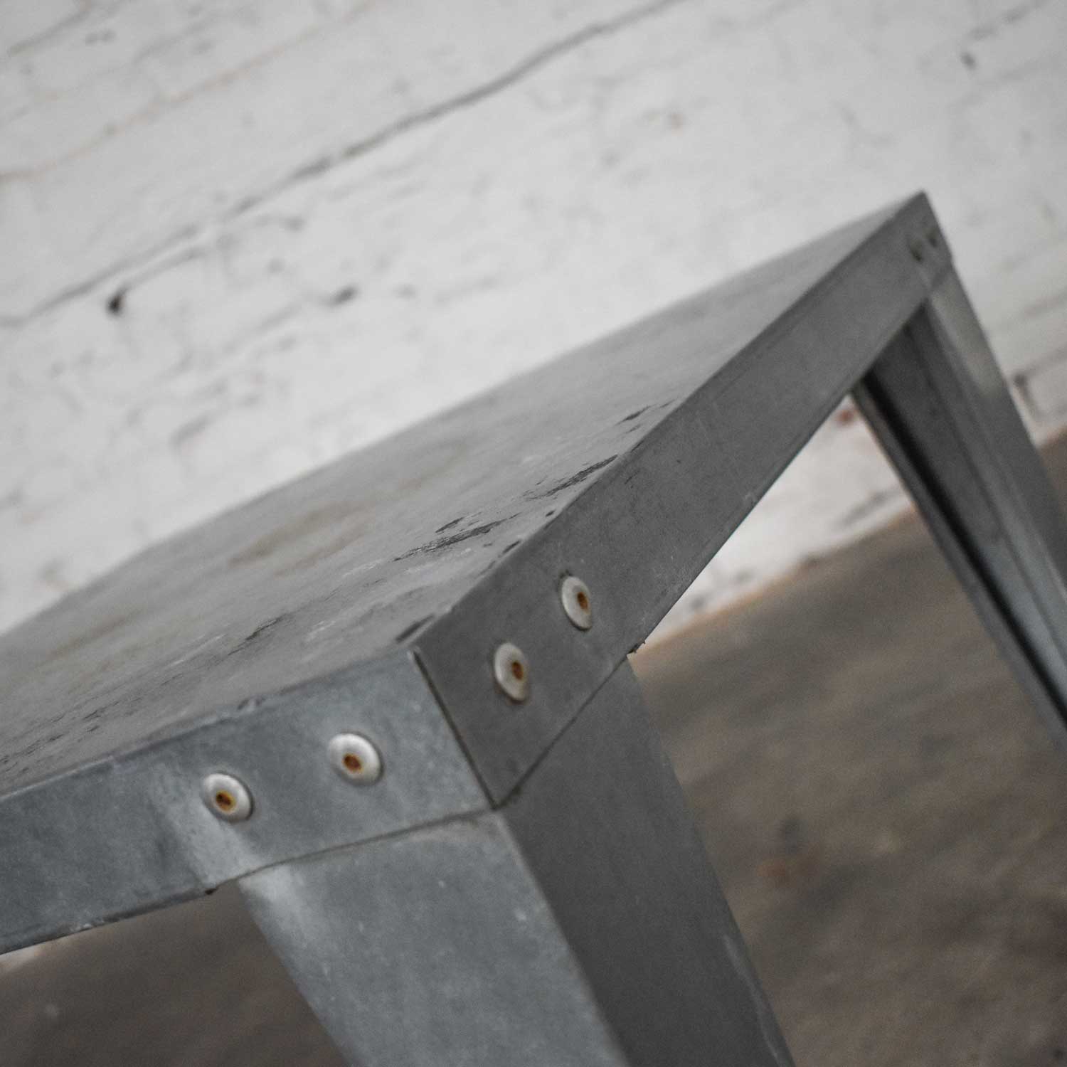Vintage Patinated Galvanized Industrial Side or End Table
