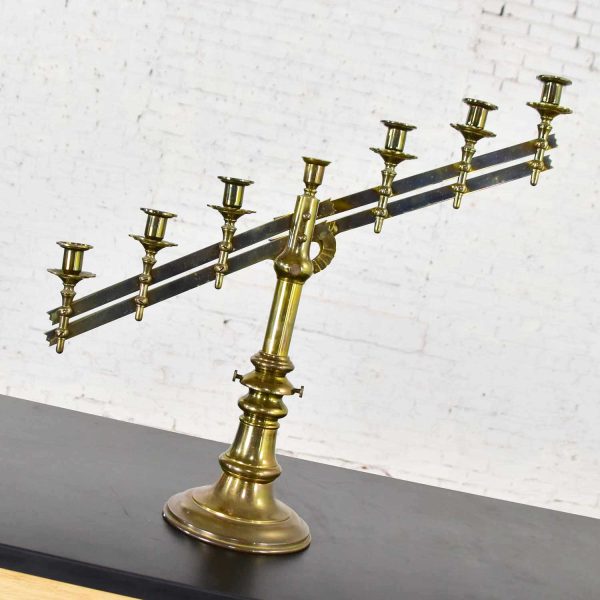 Vintage Brass Adjustable Traditional Menorah or Candelabra