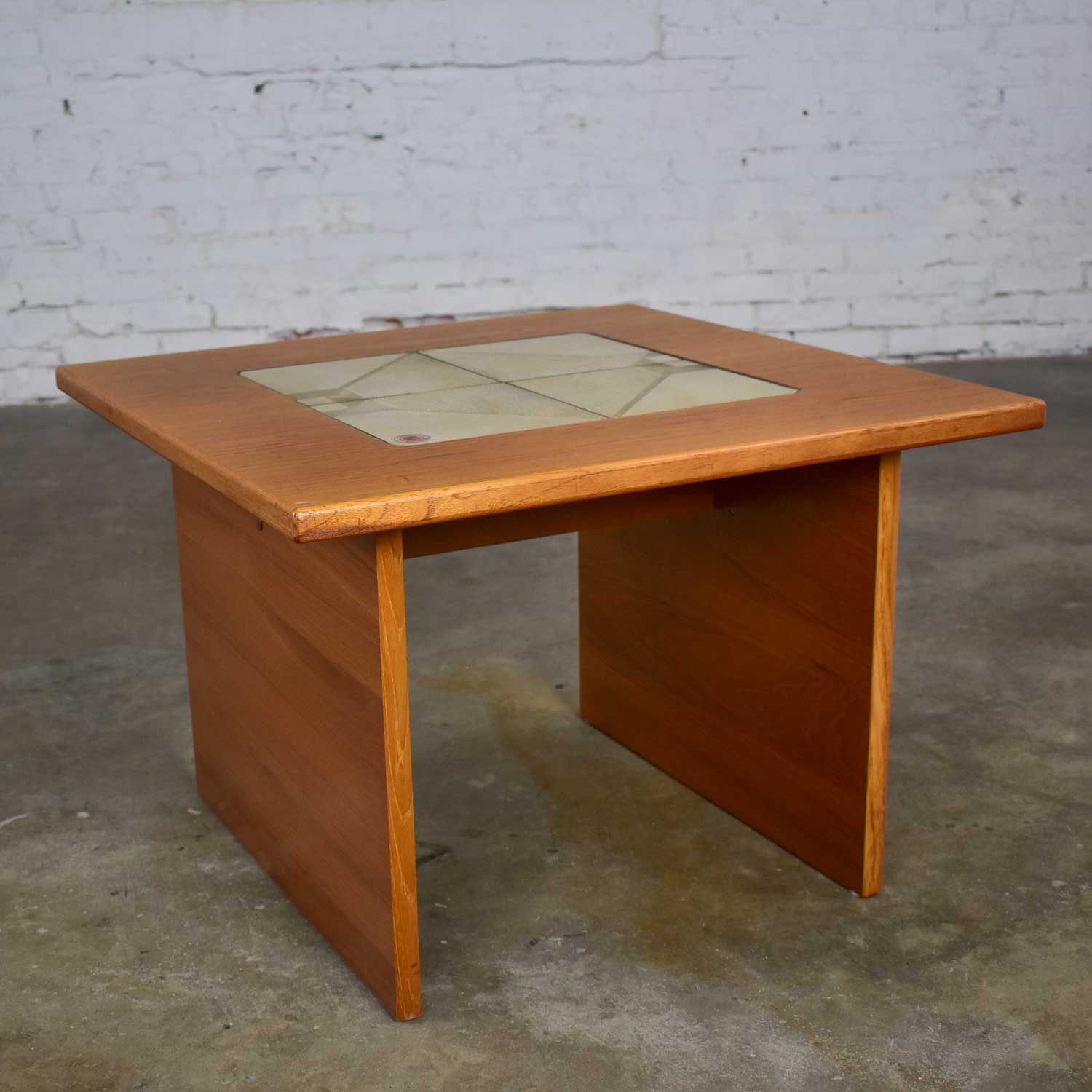 MCM Scandinavian Teak Side Table or End Table with Tile Insert by Poul H. Poulsen for Gangso Mobler