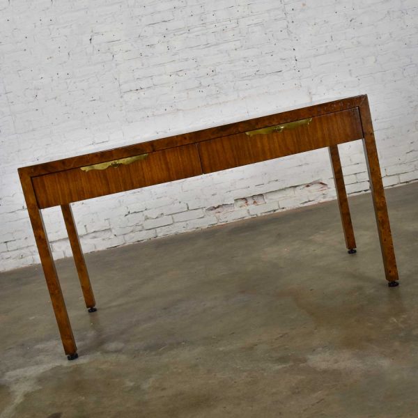 Modern Hollywood Regency Walnut Parson’s Style Hall Writing Desk by Tomlinson Furniture