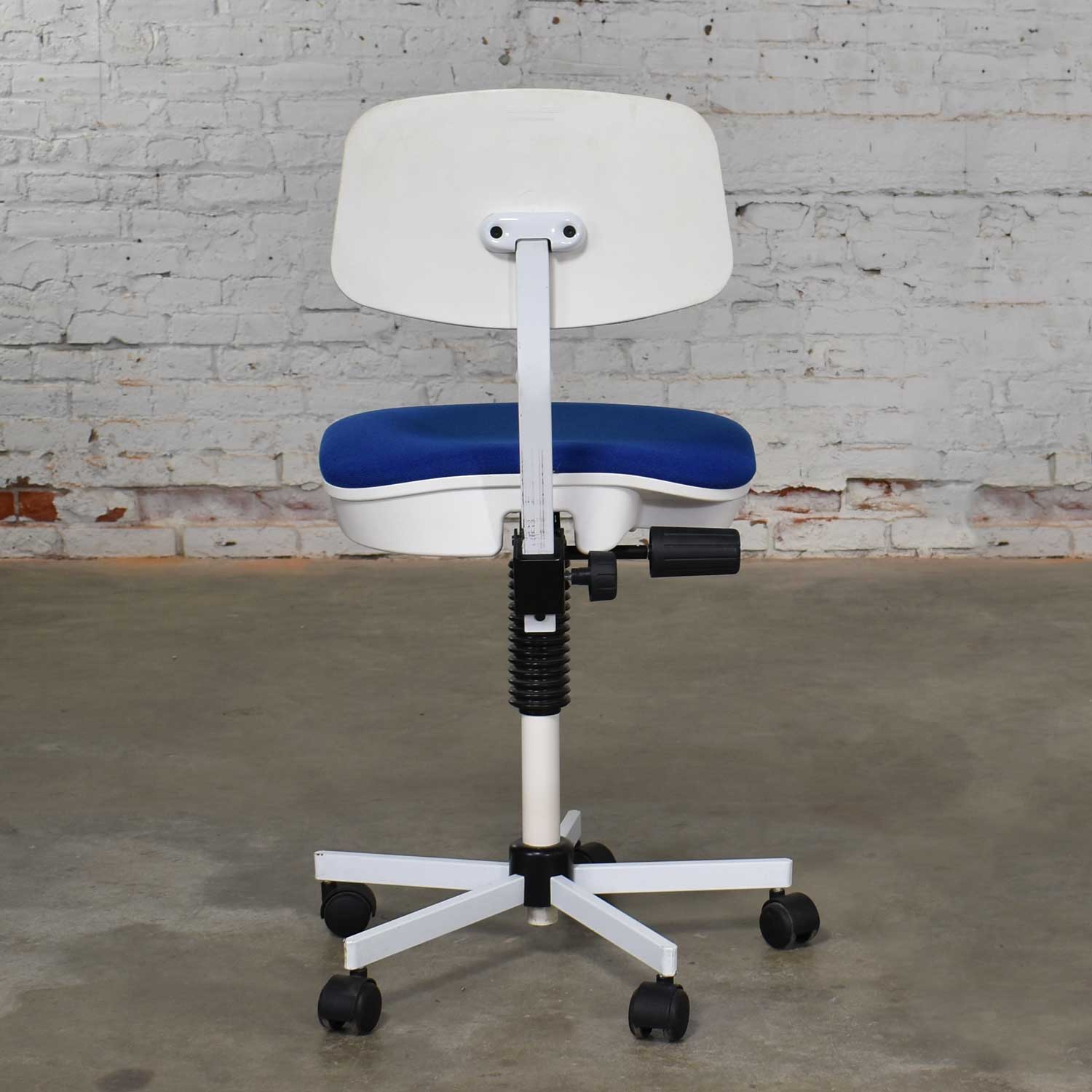 Rabami Made in Denmark Task Chair Blue & White Attributed to Kevi by Jorgen Rasmussen