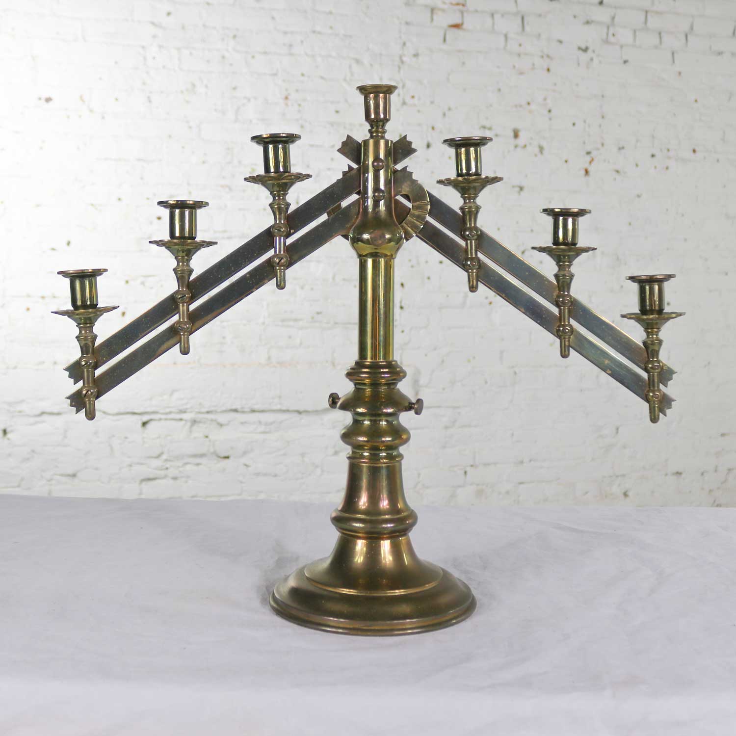 Vintage Brass Adjustable Traditional Menorah or Candelabra