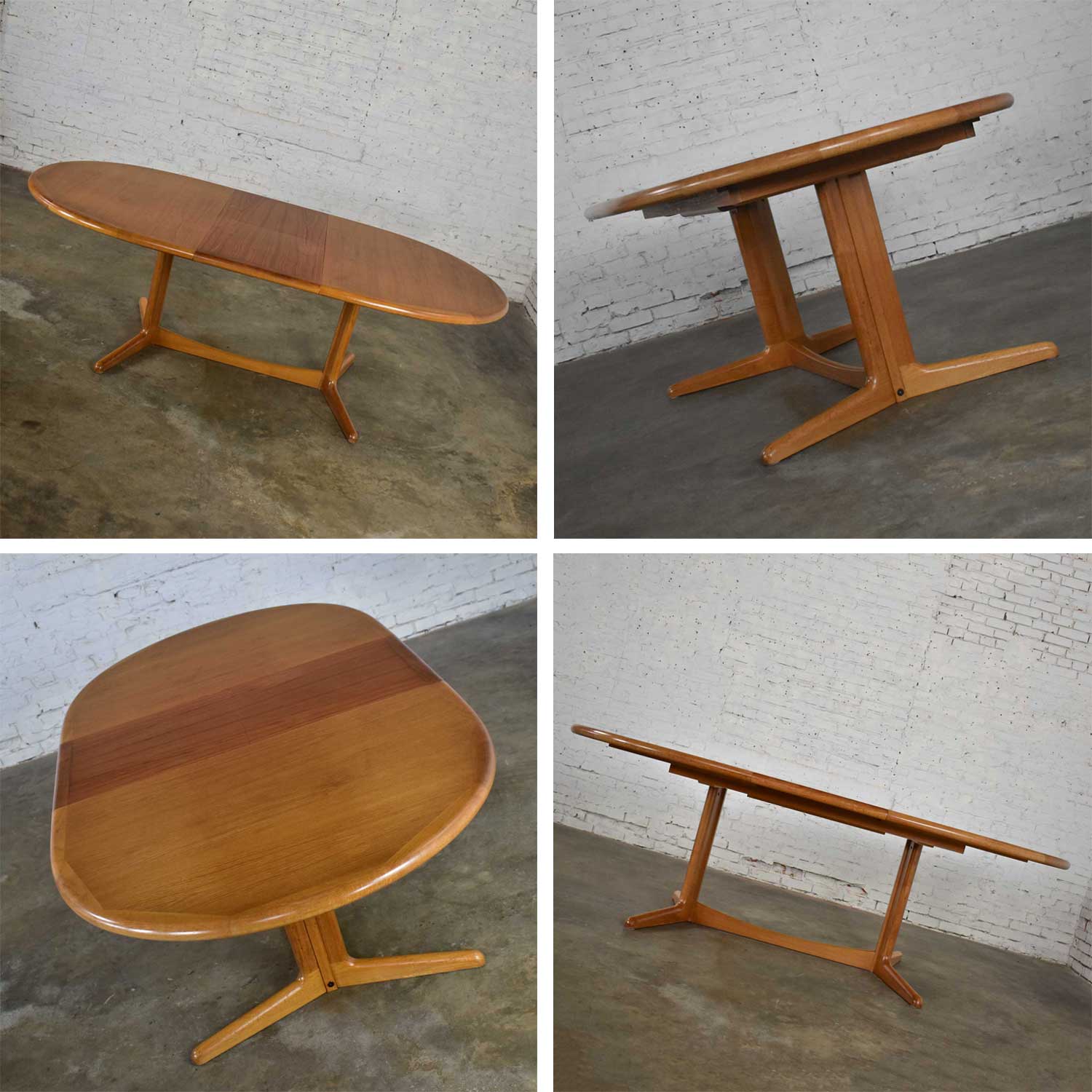 Scandinavian Modern Teak Oval Dining Table with Integral Leaf Style Dyrlund