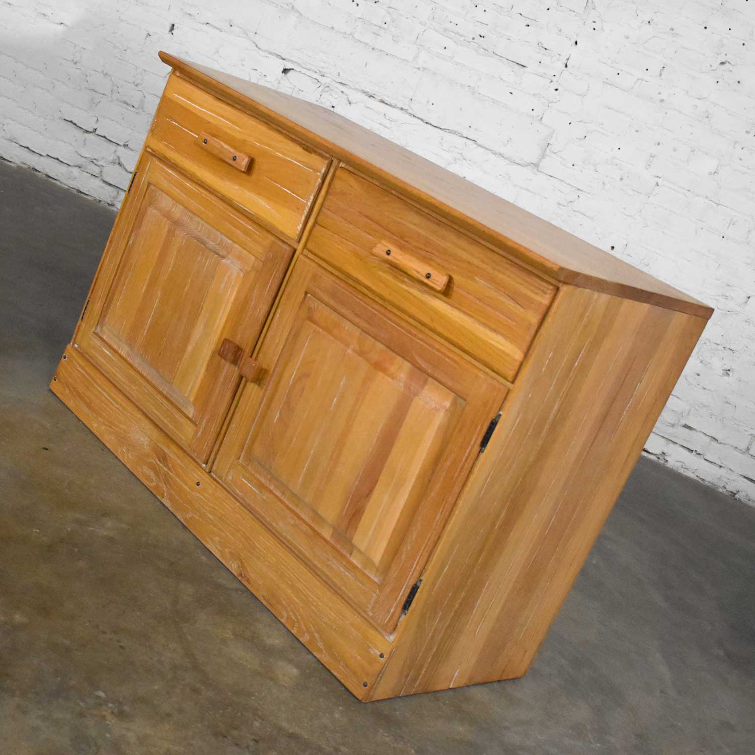 Vintage Ranch Oak Pair of Small Credenzas or Buffet Cabinets by A. Brandt Company