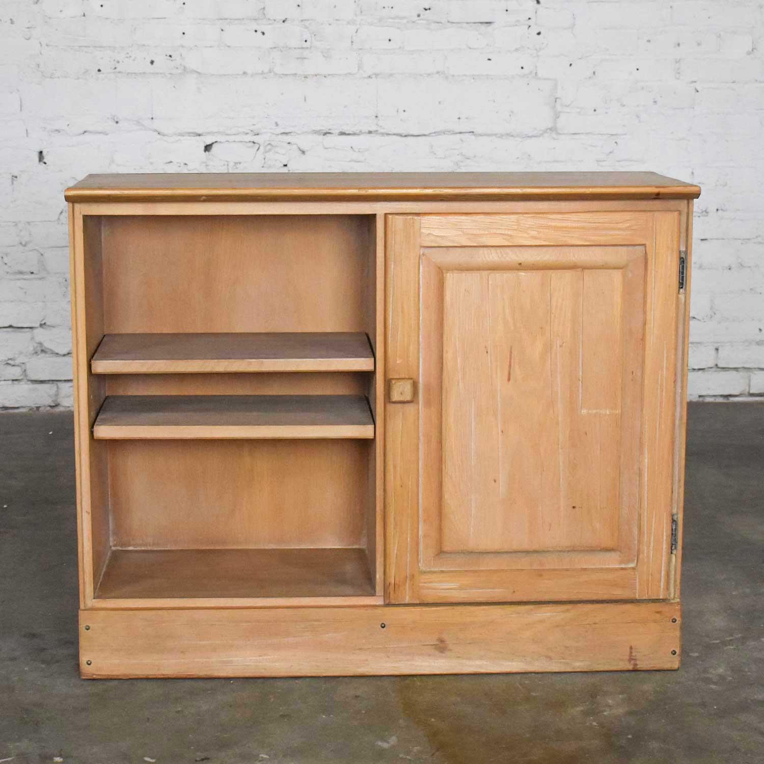 Ranch Oak Small Credenza End Table Cabinet or Nightstand with Natural Oak Finish by A. Brandt
