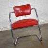 Art Deco Streamline Modern Bauhaus Cantilever Chair Chrome & Red Vinyl Attributed to Kem Weber for Lloyd’s Manufacturing