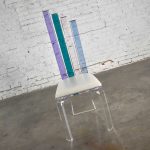 Modern Lucite Chair Rainbow Graduated Back Slats Attributed to Shlomi Haziza for H. Studio