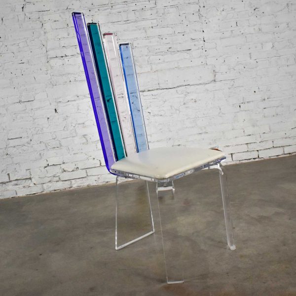 Modern Lucite Chair Rainbow Graduated Back Slats Attributed to Shlomi Haziza for H. Studio