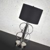 Vintage Mid-Century Modern Polished Chrome Table Lamp New Black Drum Shade