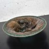 Organic Modern Cast Bronze Bowl Sculpture with Fish Design by John Forsythe