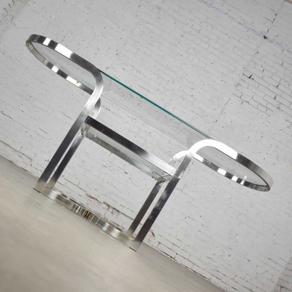 Mid-Century Modern Polished Chrome Oval Sofa or Console Table