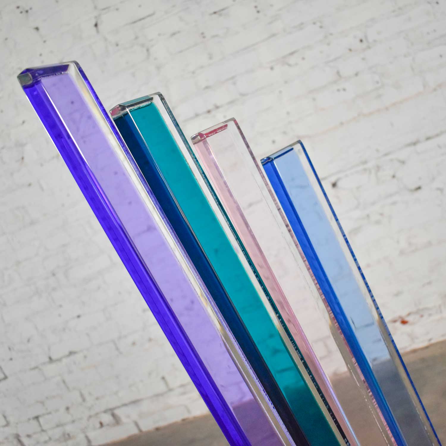 Modern Lucite Chair Rainbow Graduated Back Slats Attributed to Shlomi Haziza for H. Studio
