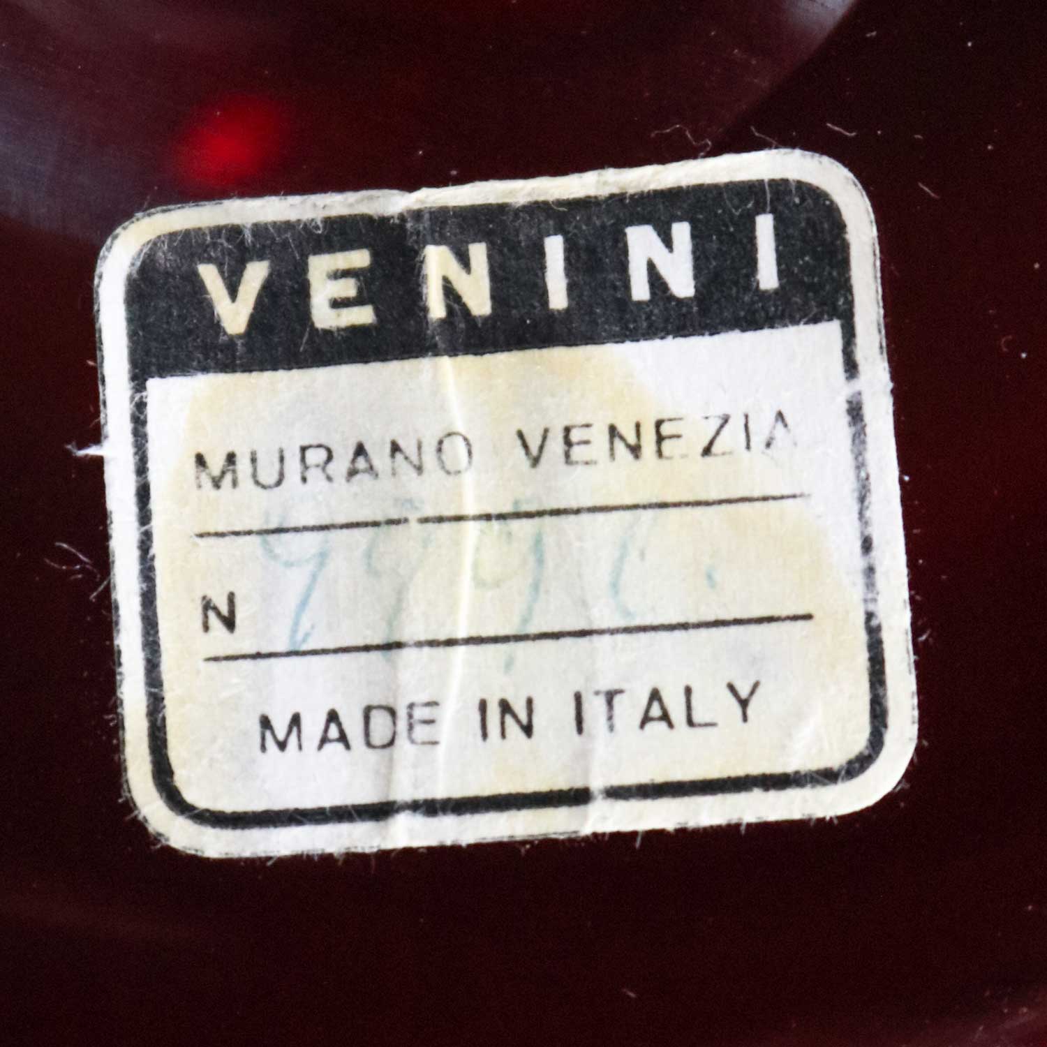 Venini Murano Signed Red Cocktail Pitcher