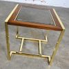 Modern Brass Plated Dark Wood & Smoked Glass Rectangle End Table by Thomasville Furniture Ind., Style of Milo Baughman