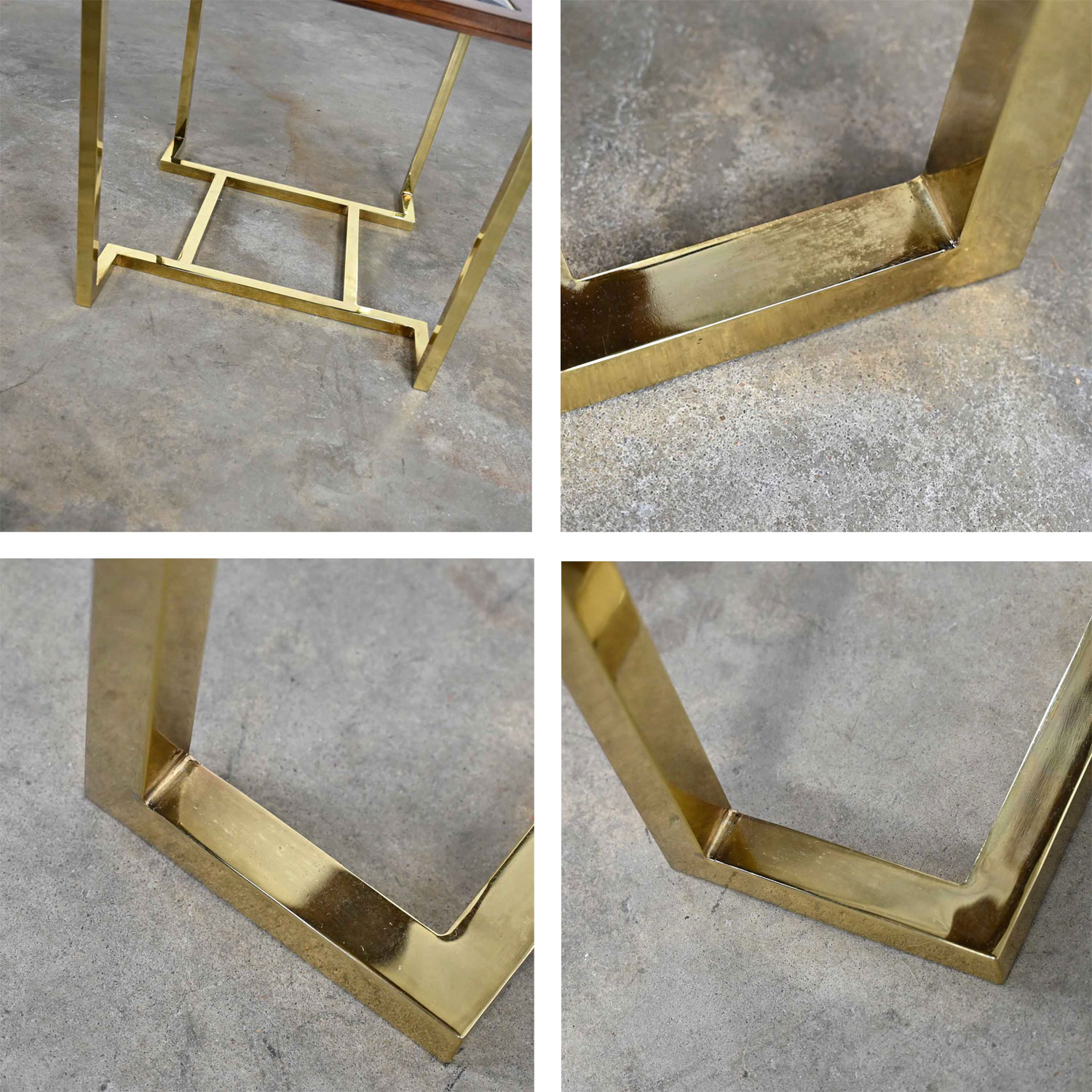 Modern Brass Plated Dark Wood & Smoked Glass Rectangle End Table by Thomasville Furniture Ind., Style of Milo Baughman