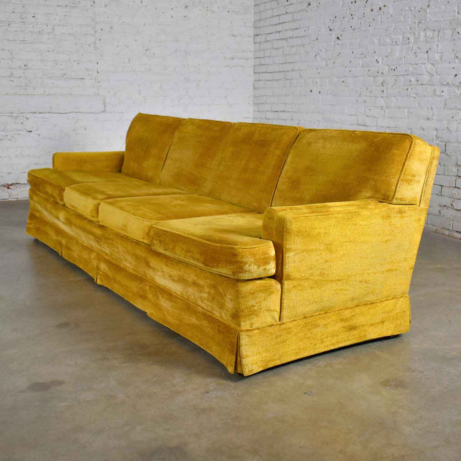 MCM Lawson Style 4 Cushion Gold Velvet Sofa Park Slope Collection Abraham & Straus
