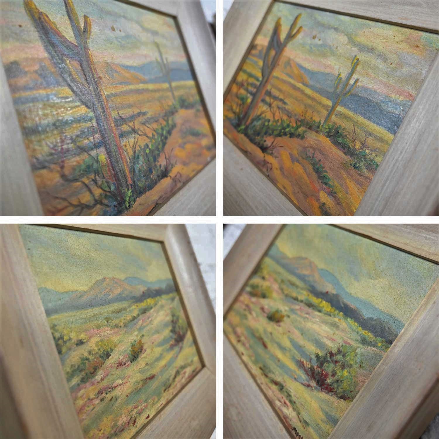 Vintage Pair of Mid-Century California Desert Oil Paintings by H. Meade