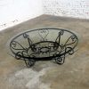 Vintage Rustic Hand Wrought Iron Round Coffee Table with Glass Top