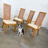 American of Martinsville Campaign Light Wood & Cane Dining Chairs 2 Arm & 2 Side, Set of 4