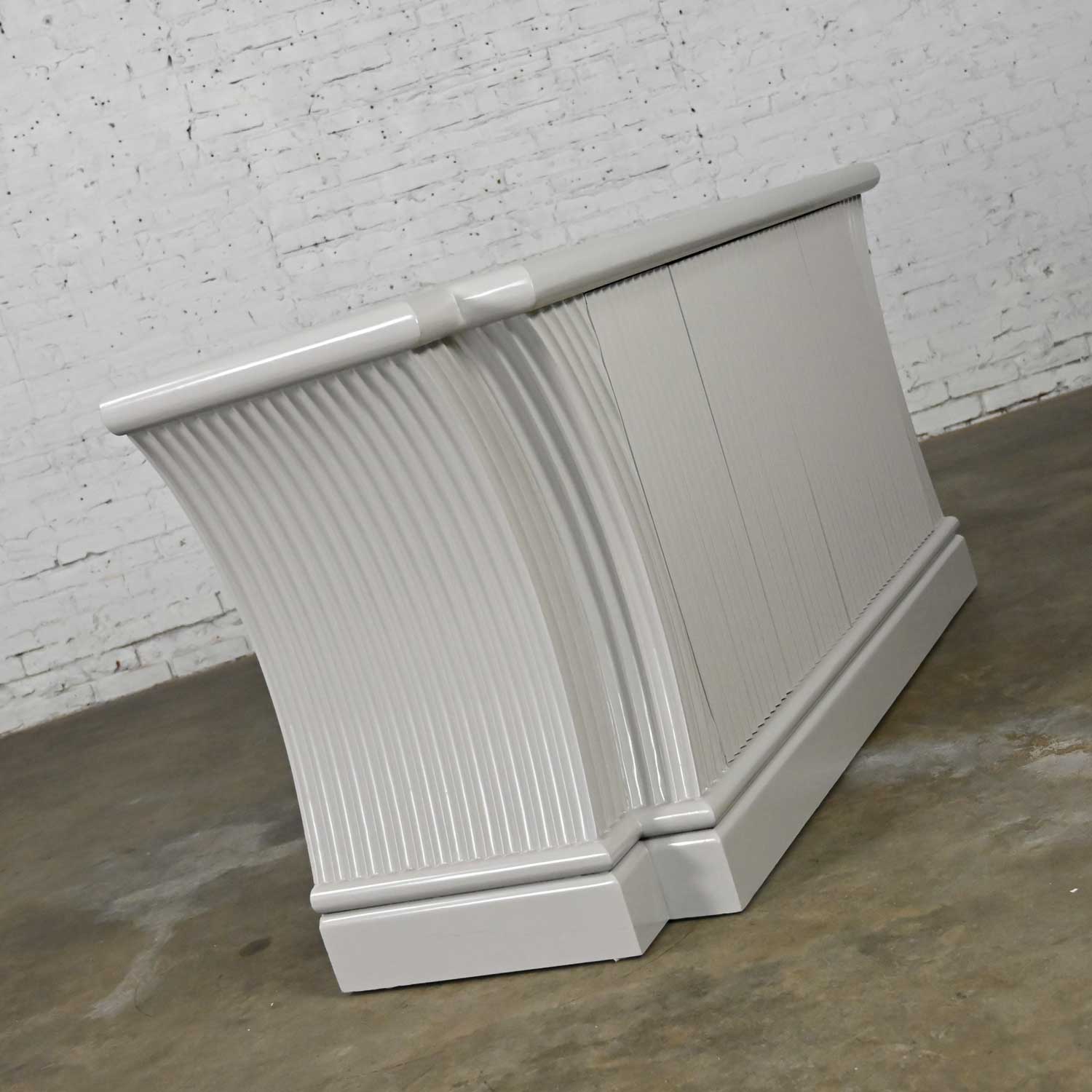 Art Deco Revival Custom Fluted Off White-Oyster Gray Console Cabinet Buffet