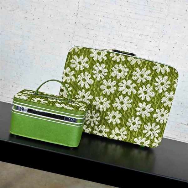 Vintage Samsonite Fashionaire Flower Power Luggage Beauty & Pullman Cases 2 Pieces Original Boxes