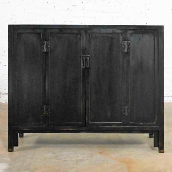 Baker Milling Road Collection Ebonized Han Style Bar Cabinet or Tall Console