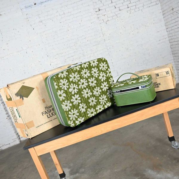 Vintage Samsonite Fashionaire Flower Power Luggage Beauty & Pullman Cases 2 Pieces Original Boxes