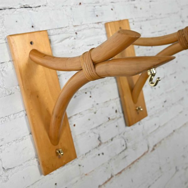 Mid-Century Modern Rattan Wall Brackets a Pair