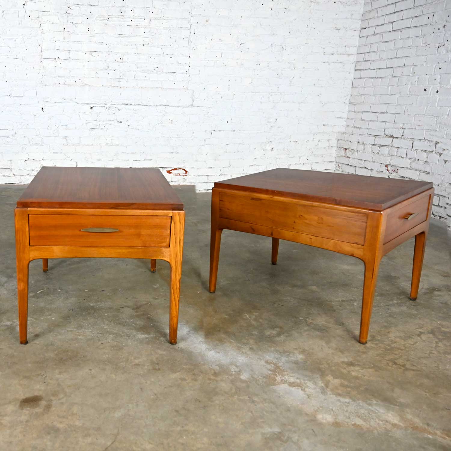 Mid-Century Modern Lane Rhythm Collection Walnut End Tables a Pair