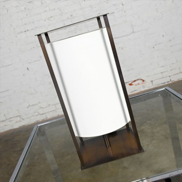Metal Table Lamp with Floating Shade Attributed to Holly Hunt Lanternes II Collection