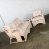 Cerused Reeded Rattan Love Seat & Lounge Chair Manner of Gabriella Crespi