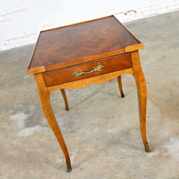 Vintage Baker French Louis XV Style End Table with Brass Ormalu Details