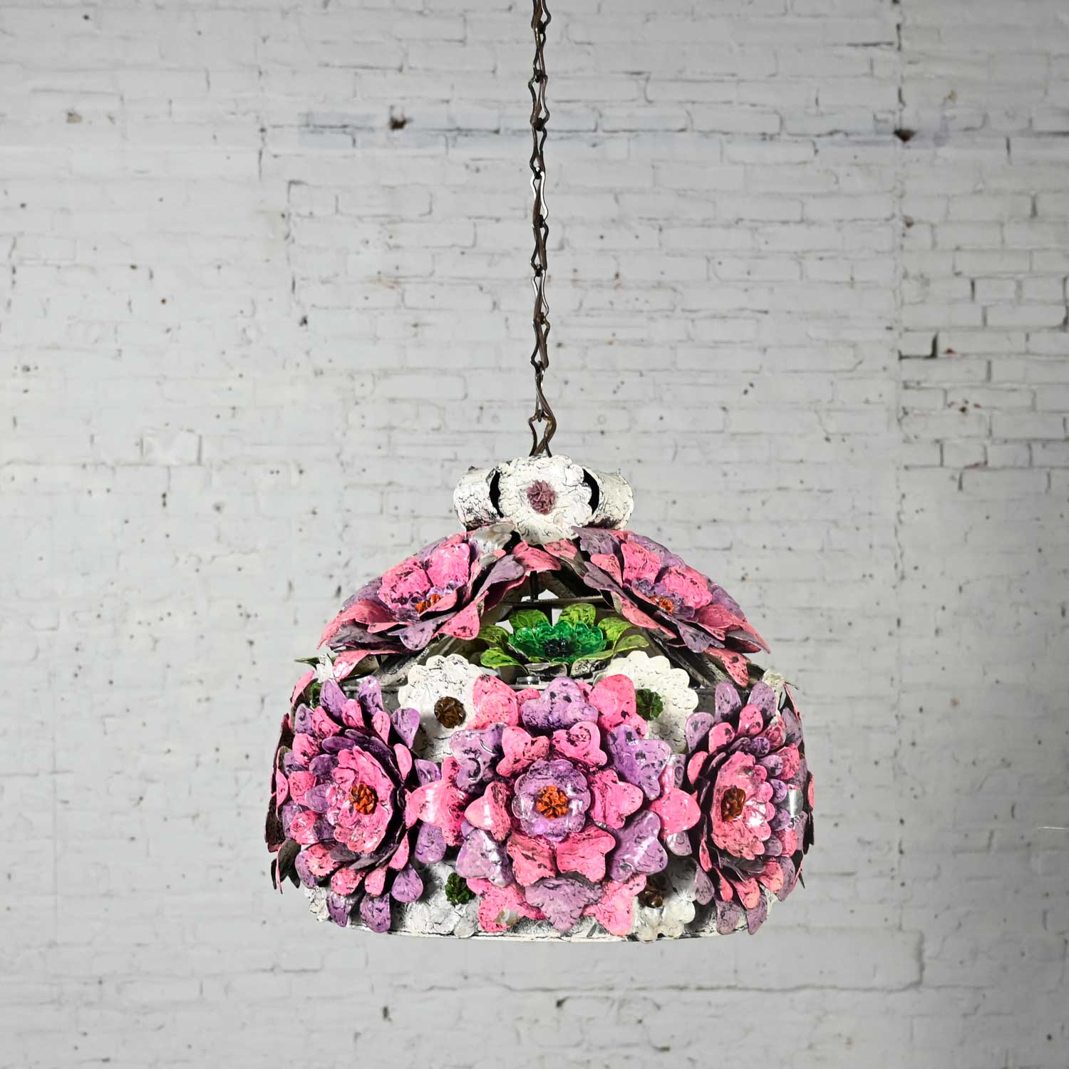 Flower Power Mod Mid Century Modern Dome Hanging Light or Swag Lamp
