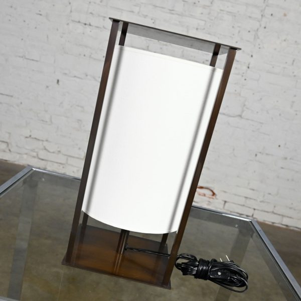 Metal Table Lamp with Floating Shade Attributed to Holly Hunt Lanternes II Collection