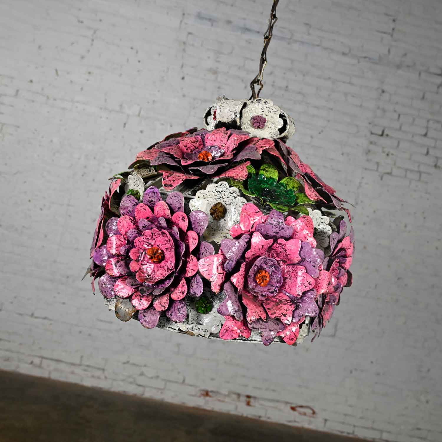Flower Power Mod Mid Century Modern Dome Hanging Light or Swag Lamp