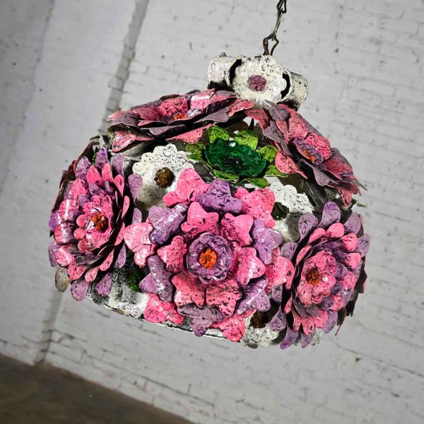 Flower Power Mod Mid Century Modern Dome Hanging Light or Swag Lamp