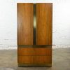 Vintage Modern Rosewood & Brass Plate Wardrobe or Chifforobe by Milo Baughman Thayer Coggin